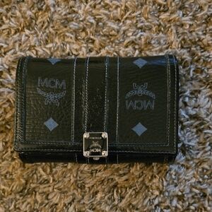 MCM Black and Gray Leather Wallet